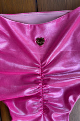 High Waist Festival Strappy Swimsuit Set - Sparkle Glitter Barbie Pink