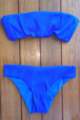 Bandeau Ribbed Cobalt Blue Bikini Set
