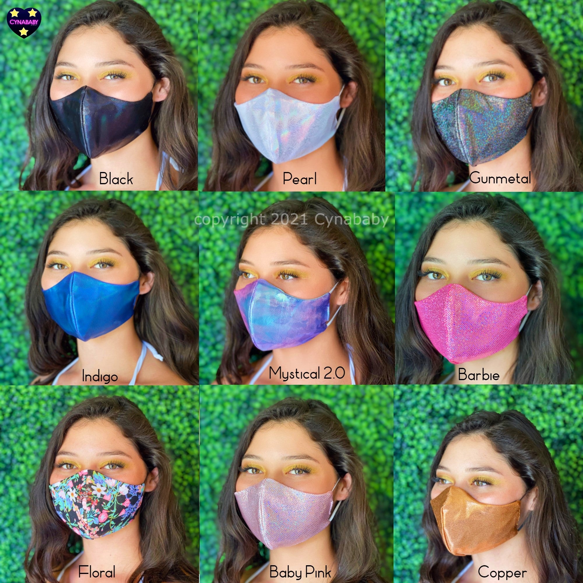 Iridescent Sparkly Cloth Face Masks 3 Pack - SHIPS FAST! USA made Fitted 3 layer Glitter Cloth Face Masks