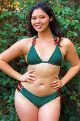 halter top green swimsuit bikini