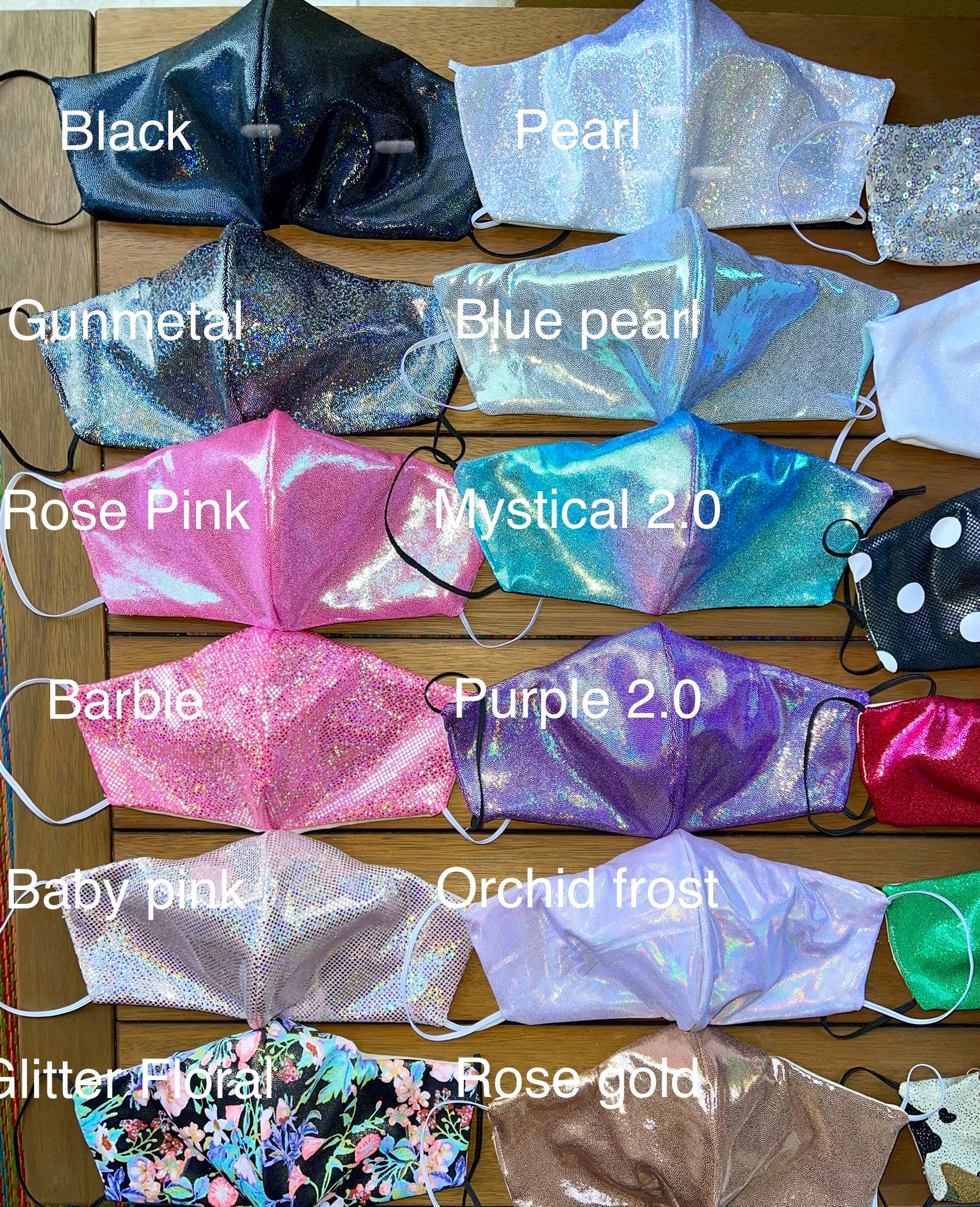 Iridescent Sparkly Cloth Face Masks 3 Pack - SHIPS FAST! USA made Fitted 3 layer Glitter Cloth Face Masks