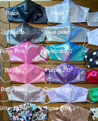 Iridescent Sparkly Cloth Face Masks 3 Pack - SHIPS FAST! USA made Fitted 3 layer Glitter Cloth Face Masks