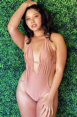 Custom Glitter Monokini One Piece Swimsuit - Blush Glitter