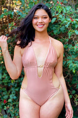 Custom Glitter Monokini One Piece Swimsuit - Blush Glitter